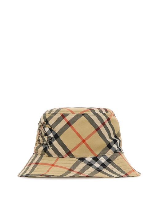 Burberry Natural Embroidered Canvas Bucket Hat