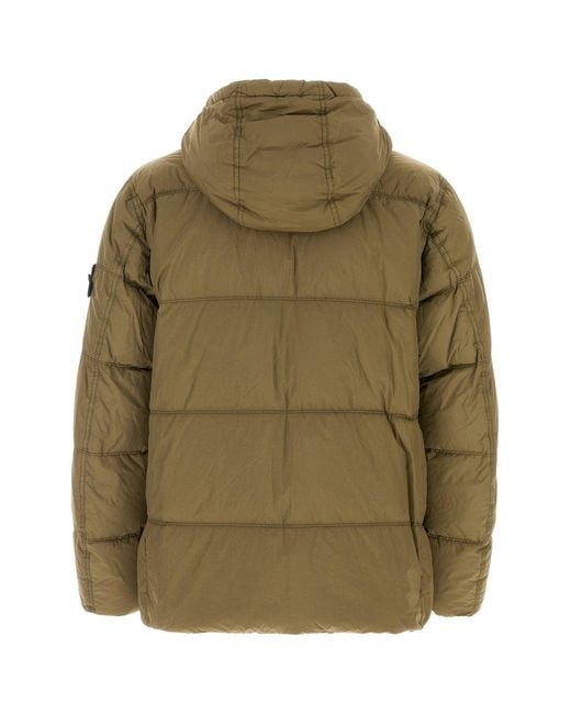 Stone Island Army Green Nylon Down Jacket for men