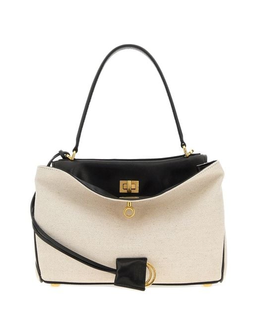 Balenciaga Black Two-tone Canvas And Leather Small Rodeo Handbag