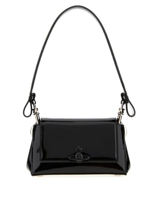 Borsa a spalla Hazel piccola in pelle nera di Vivienne Westwood in Black