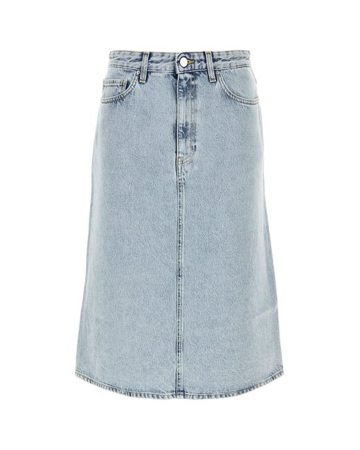 Totême  Blue Denim Midi Skirt