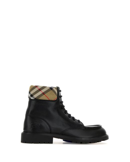 Burberry Black Leather Ankle Boots for men