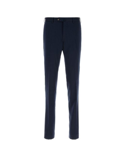 PT Torino Navy Blue Cotton Blend Pant for men