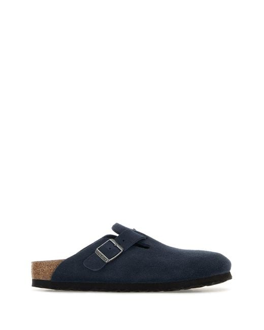 Birkenstock Navy Blue Suede Boston Slippers