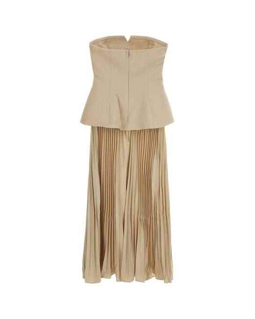 Self-Portrait Natural Beige Stretch Gabardine Dress