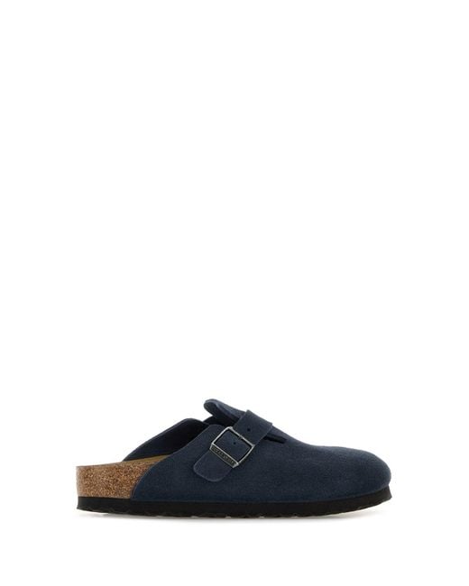 Birkenstock Navy Blue Suede Boston Slippers