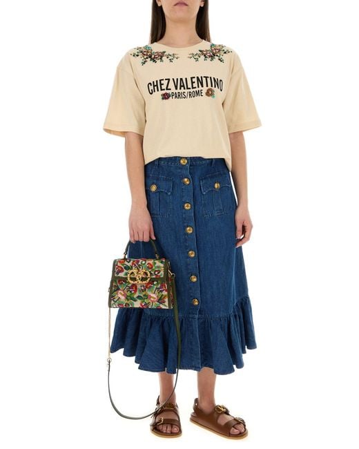 Valentino Garavani Natural Cream Cotton T-shirt