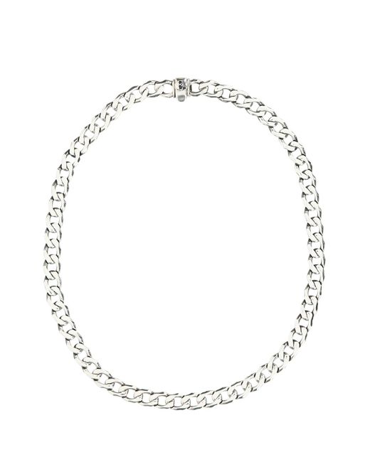 Emanuele Bicocchi White 925 Silver Edge Chain Necklace for men