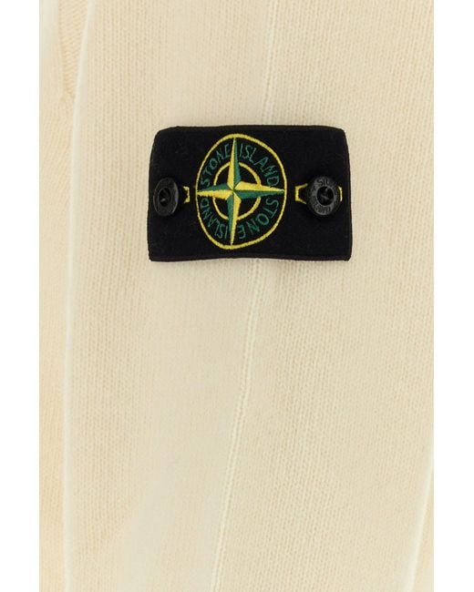 Stone Island White Ivory Wool Blend Sweater for men