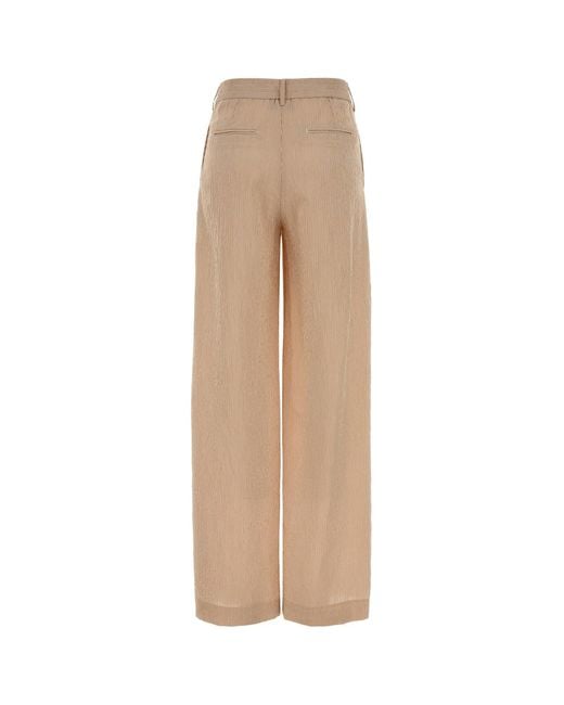 PT Torino Natural Embroidered Viscose Blend Lorenza Wide-leg Pant