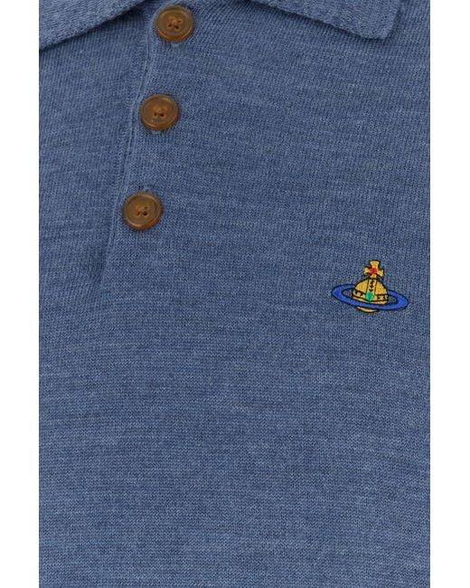 Vivienne Westwood Air Force Blue Wool Mark Polo Shirt for men
