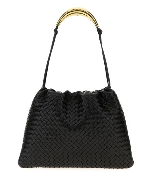 Borsa a spalla Handle in pelle nera di Bottega Veneta in Black