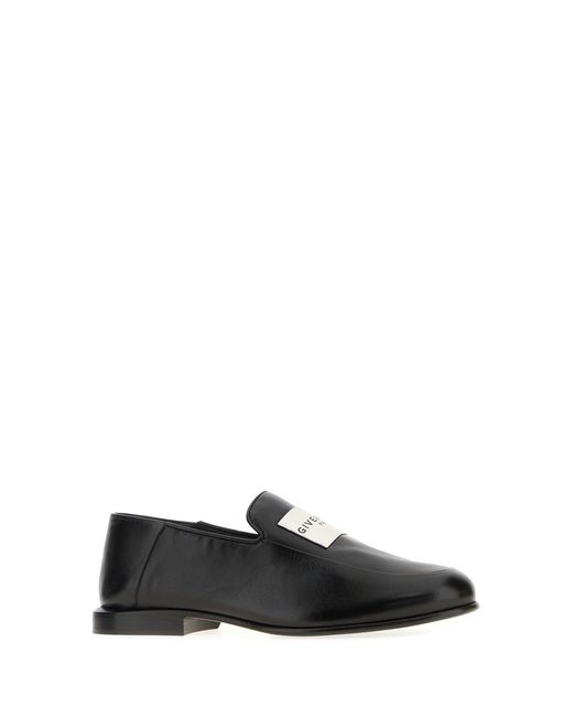 Givenchy Black Leather Label Loafers