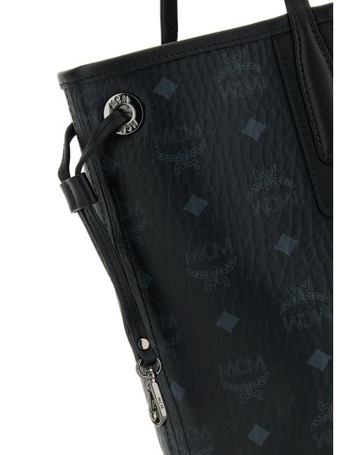 MCM Black Printed Canvas Liz Shopping Bag