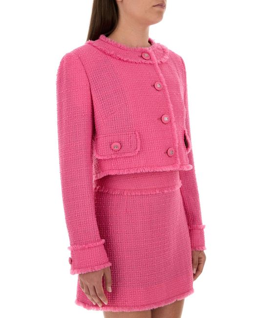 Giacca in tweed fucsia di Dolce & Gabbana in Pink