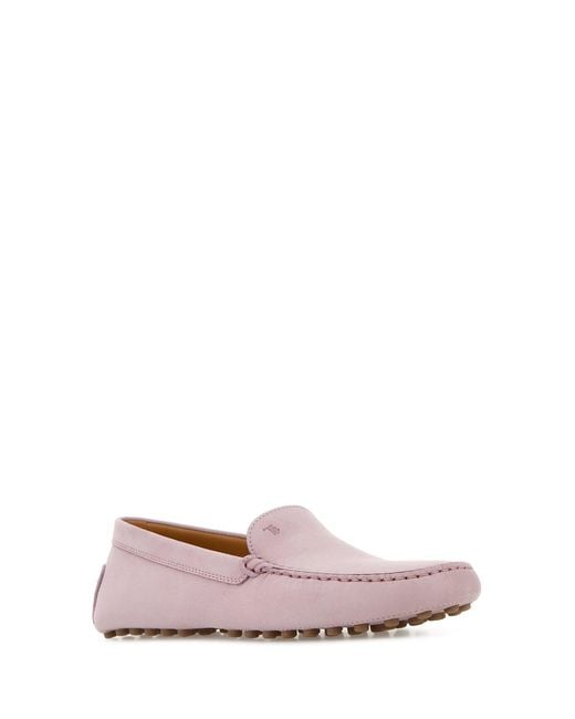 Tod's Antiqued Pink Suede Loafers