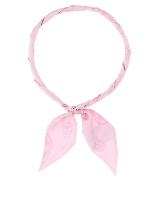 McQueen Pink Printed Silk Foulard