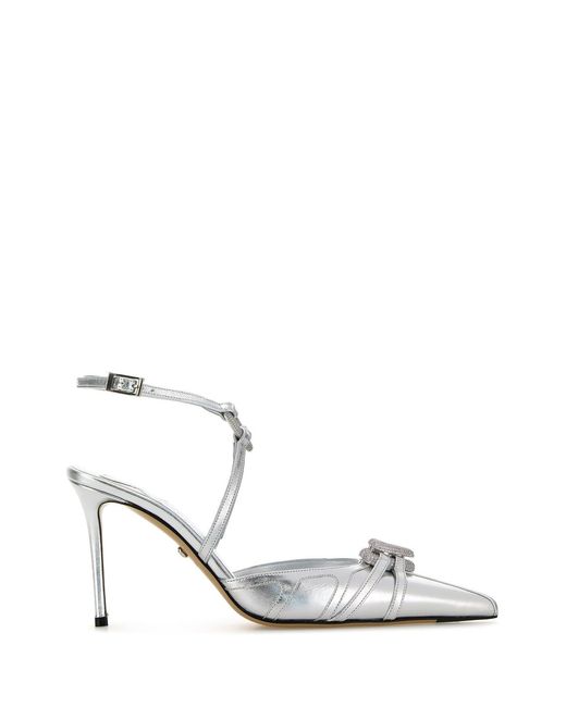 Mach & Mach White Mach & Nappa Leather Pumps