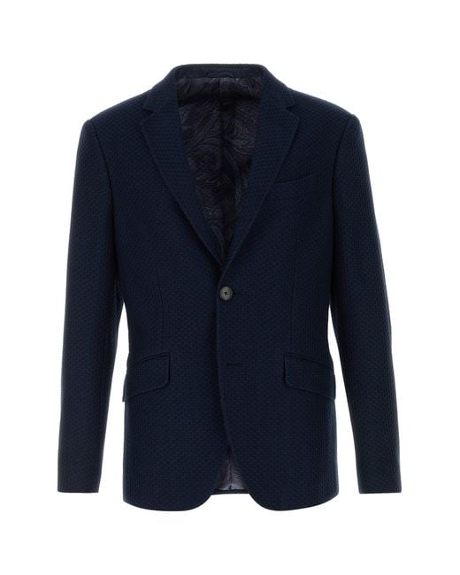 Etro Blue Regular Blazer for men