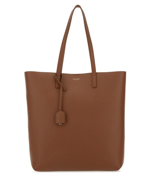 Saint Laurent Leather North/south Shopping Bag in Brown | Lyst UK