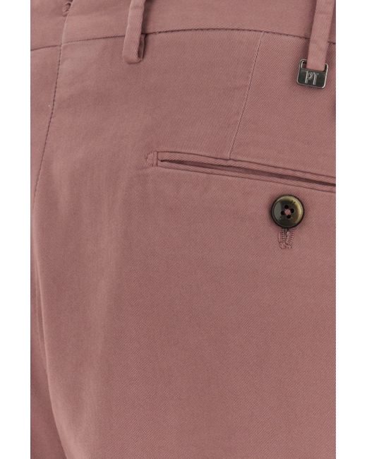 PT Torino Red Antiqued Pink Stretch Modal Blend Pant for men