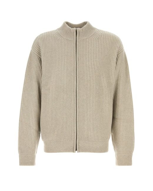 LeKasha Natural Light Grey Cashmere Hanoi Cardigan for men