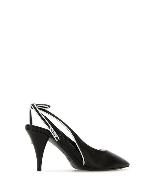 Scarpe con tacco in pelle nera di Miu Miu in Black
