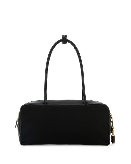 Borsa a mano nera in pelle e Re-Nylon di Prada in Black