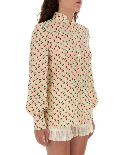 Valentino Garavani Natural Printed Crepe Shirt