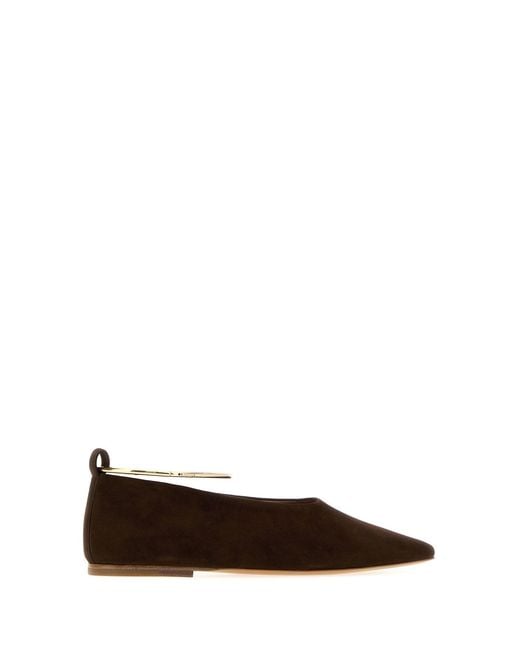 Jil Sander Brown Suede Ring Ballerinas