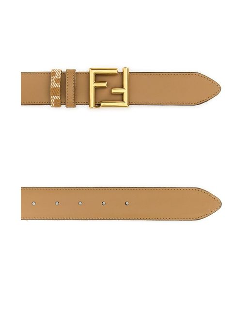 Cintura reversibile FF in pelle beige di Fendi in Multicolor