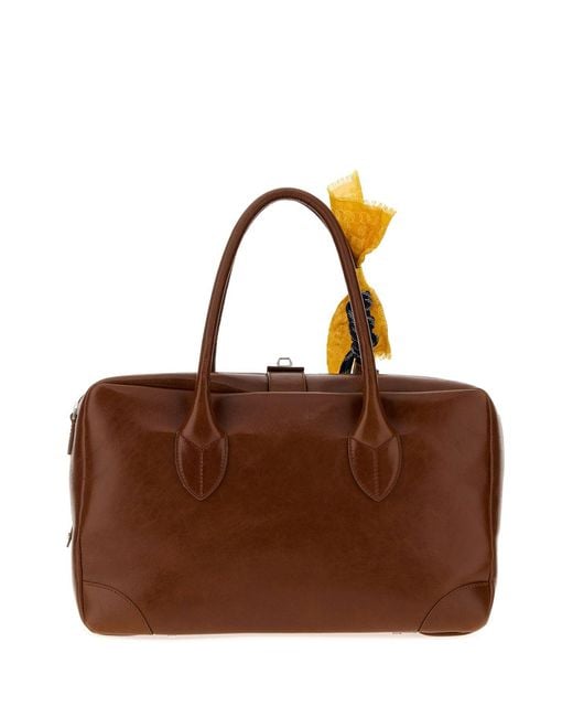 Golden Goose Deluxe Brand Brown Leather Medium Vita Travel Bag