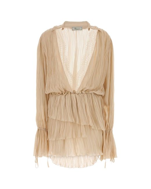 Blumarine Natural Skin Pink Georgette Mini Dress