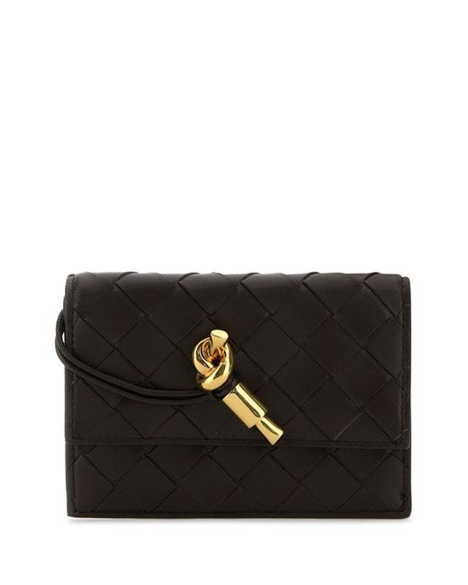 Portacarte Andiamo in nappa testa di moro di Bottega Veneta in Black