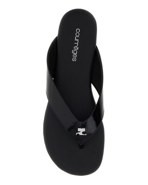 Courreges Black Vinyl Souliers Thong Slippers