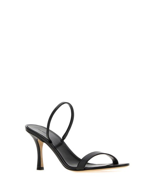 The Row Black Leather Ella Sandals