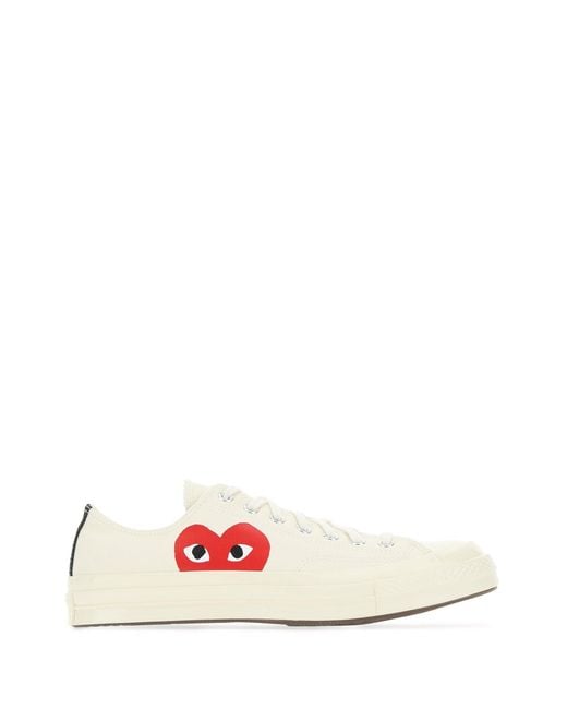 COMME DES GARÇONS PLAY Pink Ivory Canvas Comme Des Garçons X Converse Sneakers