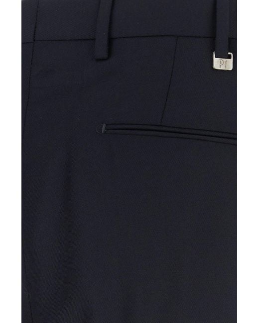 PT Torino Black Midnight Blue Stretch Wool Pant for men
