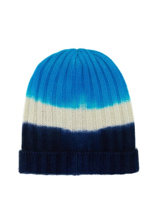 The Elder Statesman Blue Multicolor Cashmere Beanie Hat for men