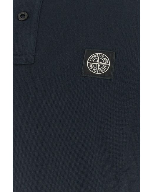 Stone Island Black Midnight Blue Stretch Piquet Polo Shirt for men