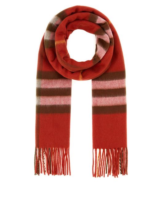 Sciarpa in cashmere ricamato di Burberry in Red