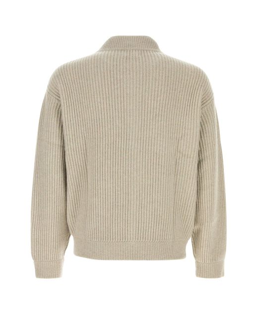 LeKasha Natural Light Grey Cashmere Hanoi Cardigan for men