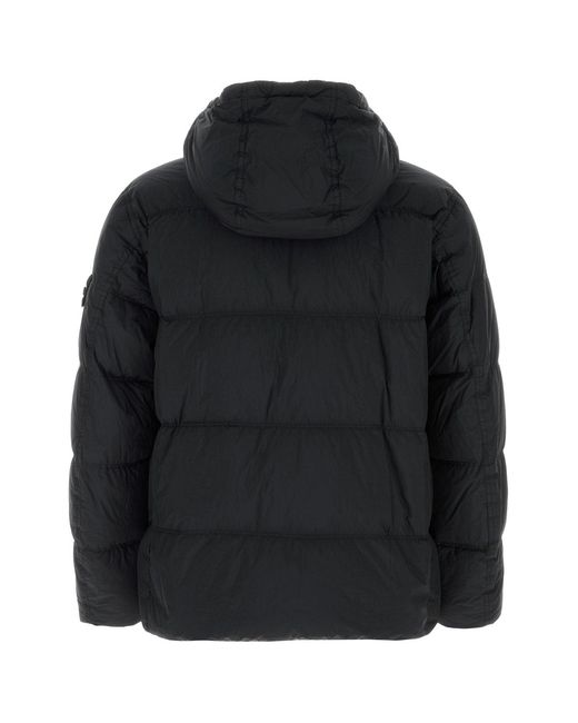 Stone Island Black Nylon Down Jacket for men