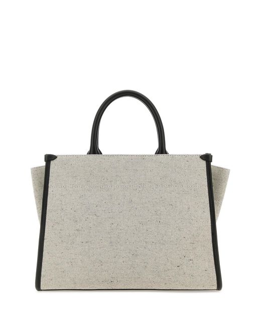 Borsa shopping In & Out piccola in tela bicolor di Lanvin in Gray