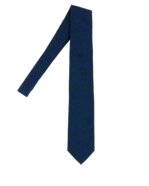 Brioni Blue Embroidered Silk Tie for men