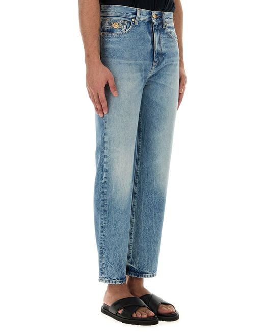 Versace Blue Straight Jeans for men