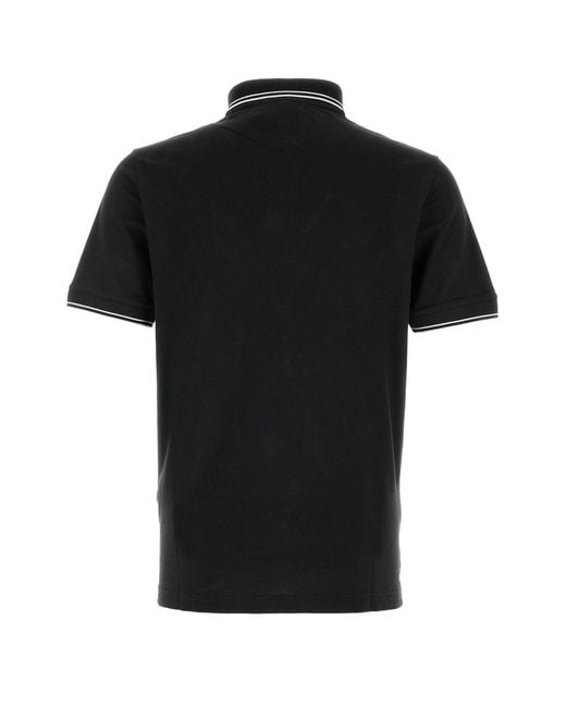 Stone Island Black Stretch Piquet Polo Shirt for men
