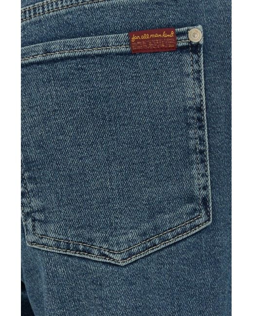 7 For All Mankind Blue Stretch Denim Stovepipe Jeans