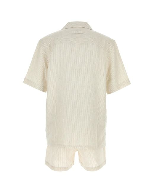 Zegna White Embroidered Linen Pyjama