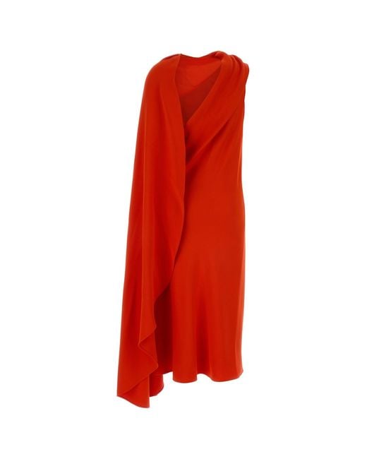 Balenciaga Red Coral Crepe Long Dress